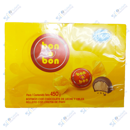 Arcor Bon o Bon Bombón con Chocolate y Oblea Relleno de Maní Kitx30u 450 g