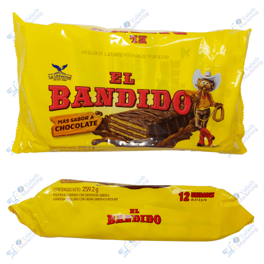 La Universal El Bandido Galletas Dulces Wafer de Chocolate 21,6 g Kitx12u 259,2 g
