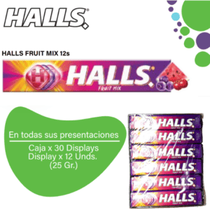 Halls 9s Fruit Mix Caramelo Duro Caja EC 30x12x25.2g