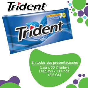 Trident Chicle Sin Azúcar 5s Menta Caja Pos 30x18x8.5g