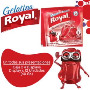 Royal Gelatina en Polvo Frambuesa Caja 4 Displayx12ux40g